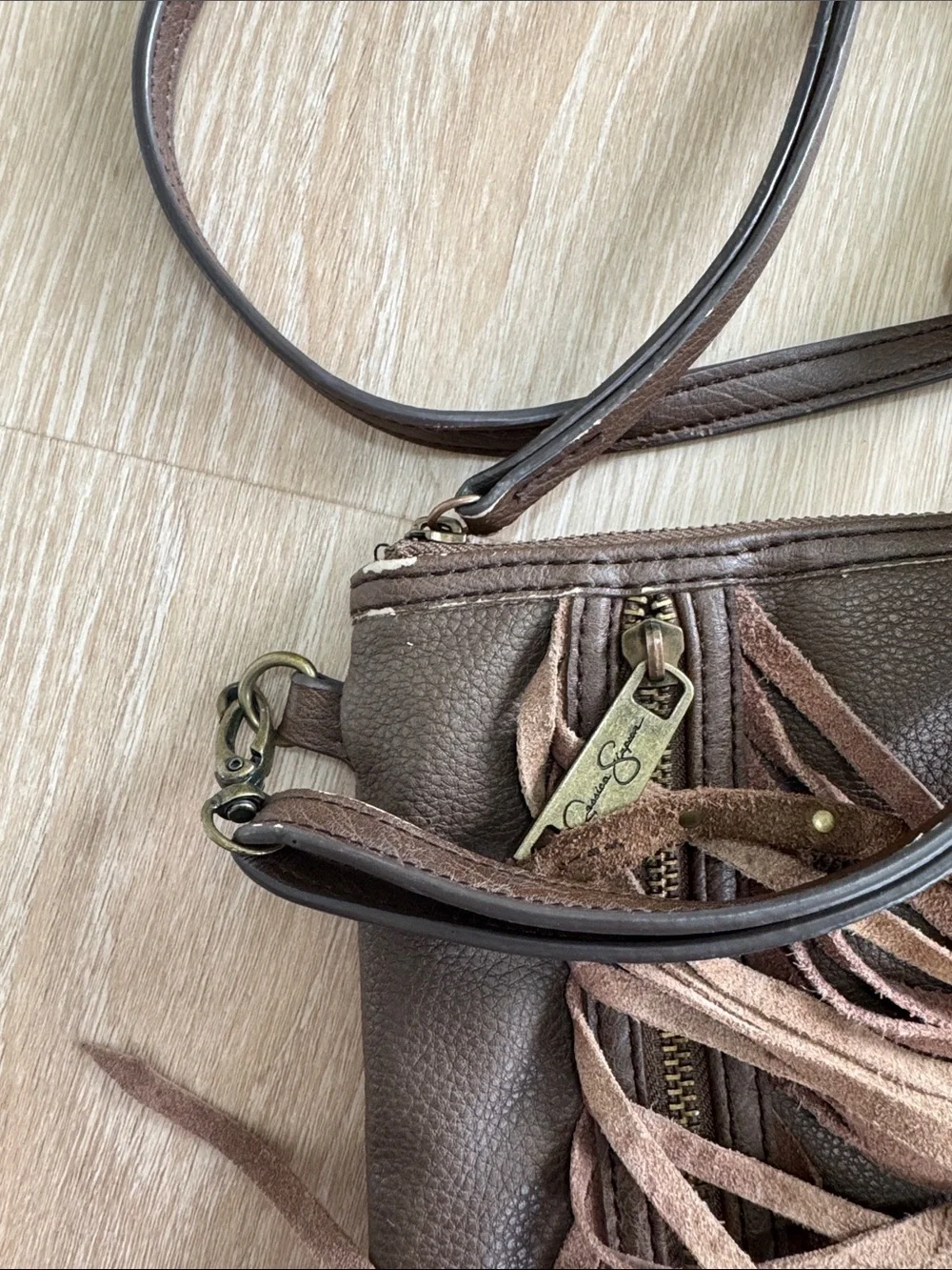Jessica Simpson Brown Fringe Crossbody Bag